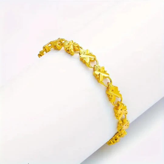 Bracelet Shimmering Lucky Clover Heart Bracelet - Golden